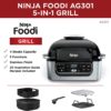 Ninja Foodi AG301 5-in-1 Indoor Electric Countertop Grill with 4-Quart Air Fryer, Roast, Bake, Dehydrate, and Cyclonic Grilling Technology